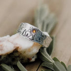 Vintage ring Bjerge og sol