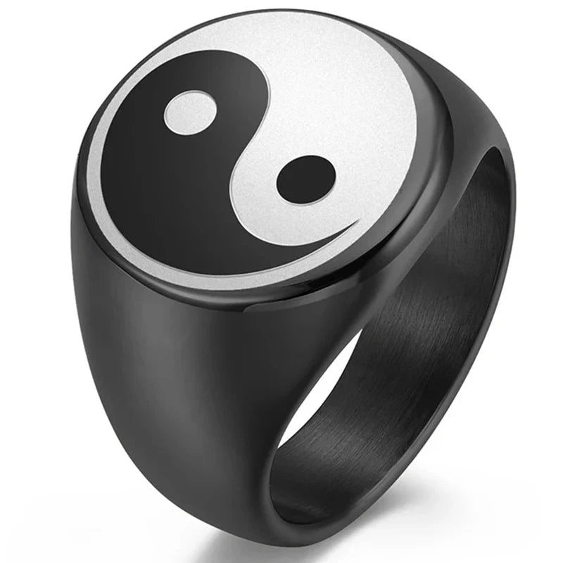 Yin Yang-ring for menn i svart