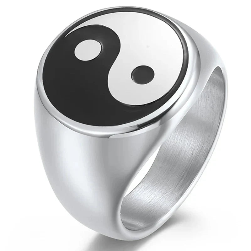 Yin Yang-ring for menn i sølv