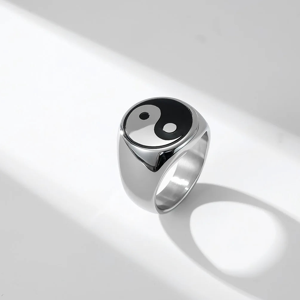 Yin Yang-ring for menn i sølv