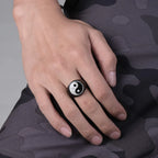 Yin Yang-ring for menn i svart