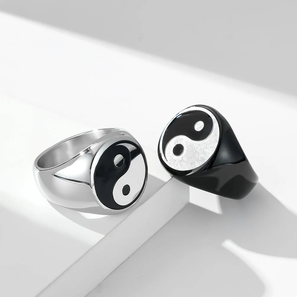 Yin Yang-ring for menn i sølv