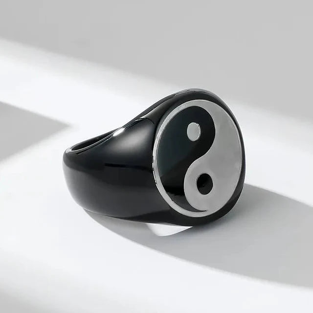 Yin Yang-ring for menn i svart