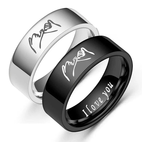Ringe til par Love Ring Sølv eller Sort sølv