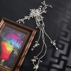 Hårspænde til Bryllup med Blomster og Diamanter i sølv