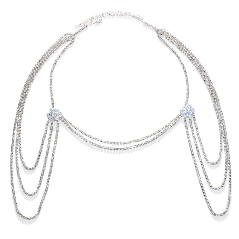 Dame Skuldersmykke - Sølv Kraveben & Skulder Kæde