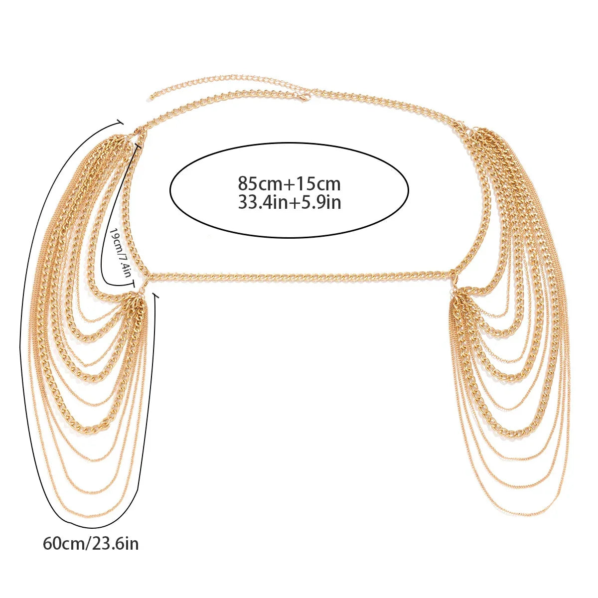 Dame Skuldersmykke - Kragebein & Skulderkjede gull