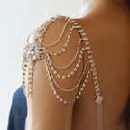 Dámský šperk na rameno s zirkony - klíční kost a řetízek na ramena