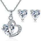 Hjerte Smykker Halskæde og Øreringe gennemsigtig