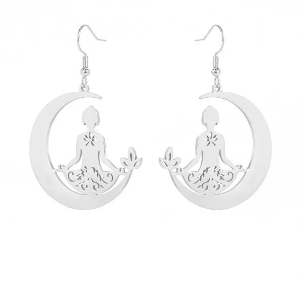 Boucle d'Oreille Bouddhisme Méditation argent