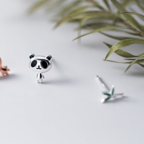 Boucle d'Oreille Panda en Argent