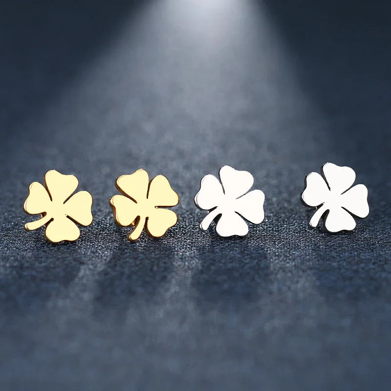 Øreringe med klips og 4-bladede kløver held