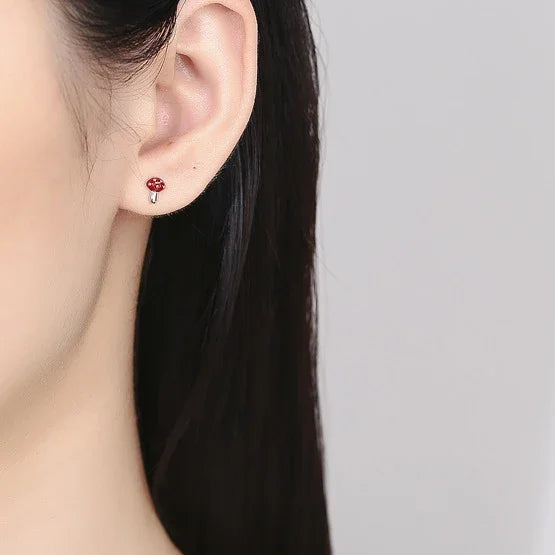 Boucles d'Oreilles Clou Champignon argent