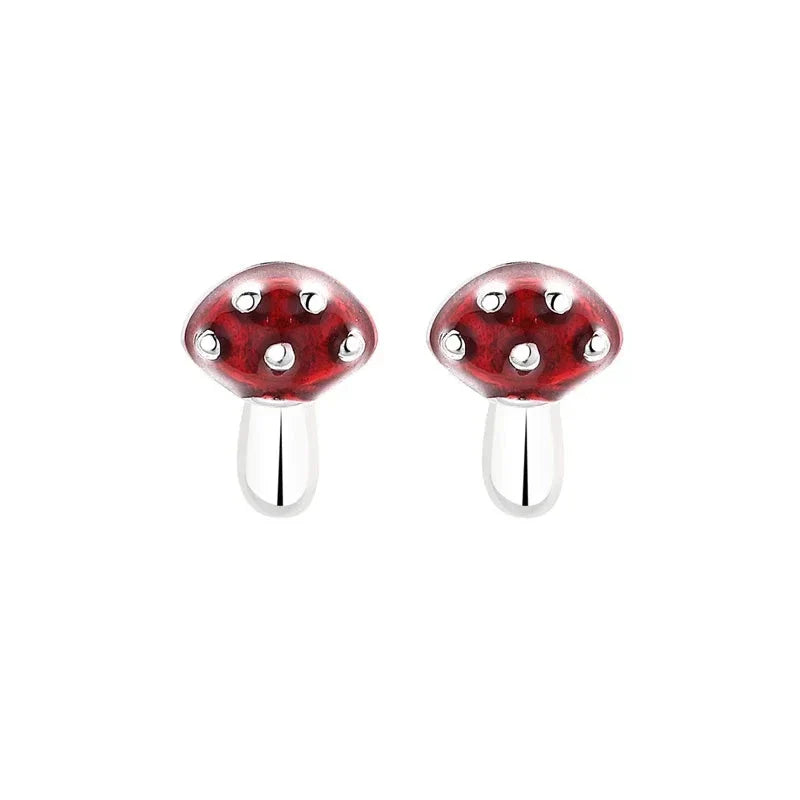 Boucles d'Oreilles Clou Champignon argent