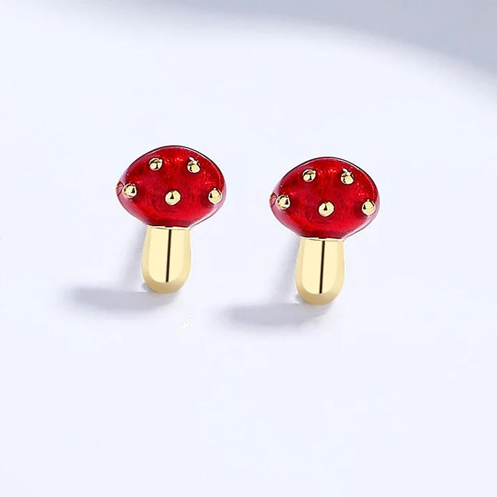 Boucles d'Oreilles Clou Champignon or