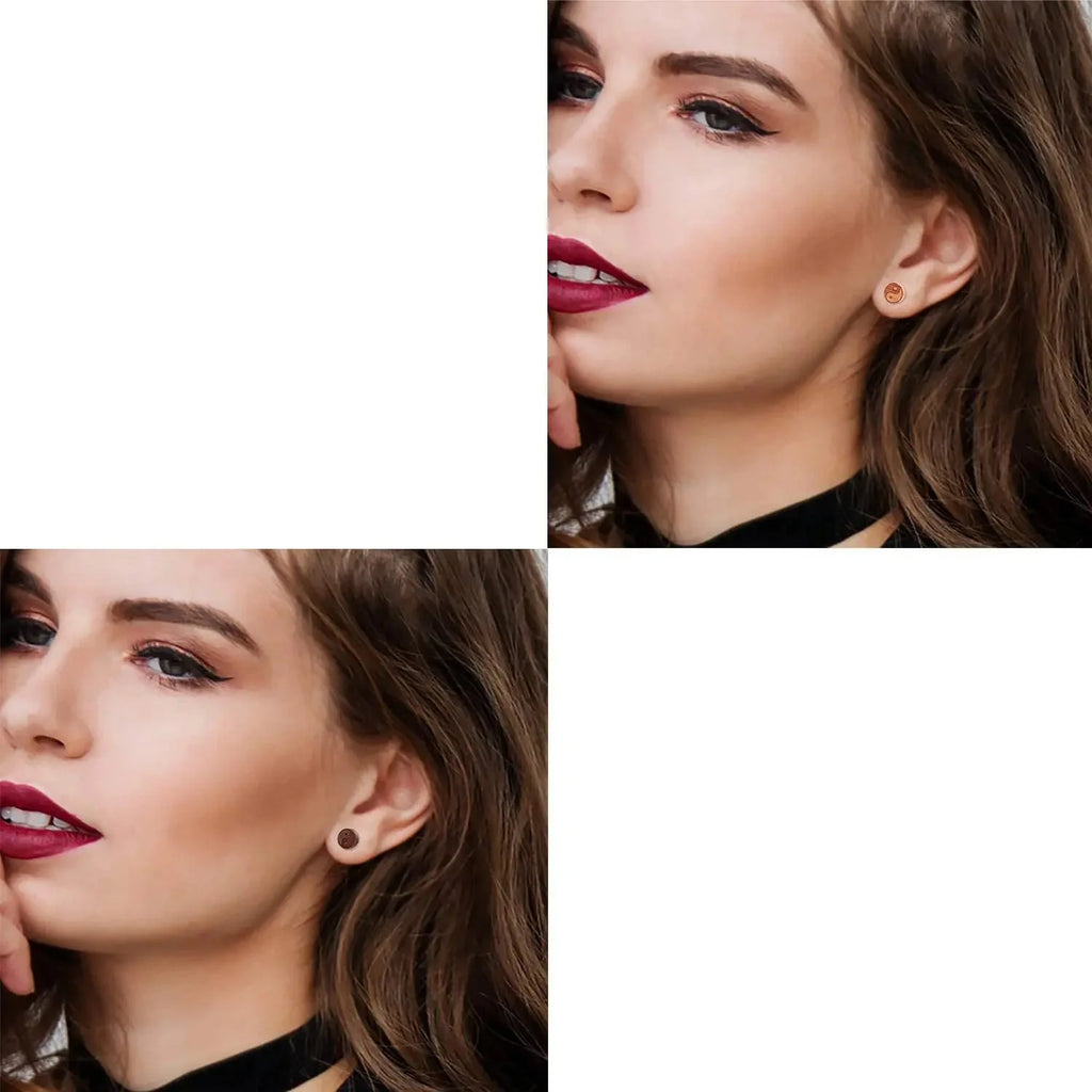 Boucles d'Oreilles Clou en Bois Yin Yang femme