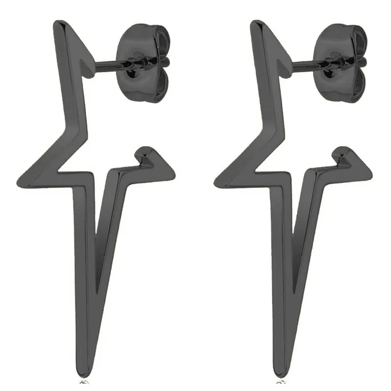 Øredobber Stift Stjerne Punk-stil svart