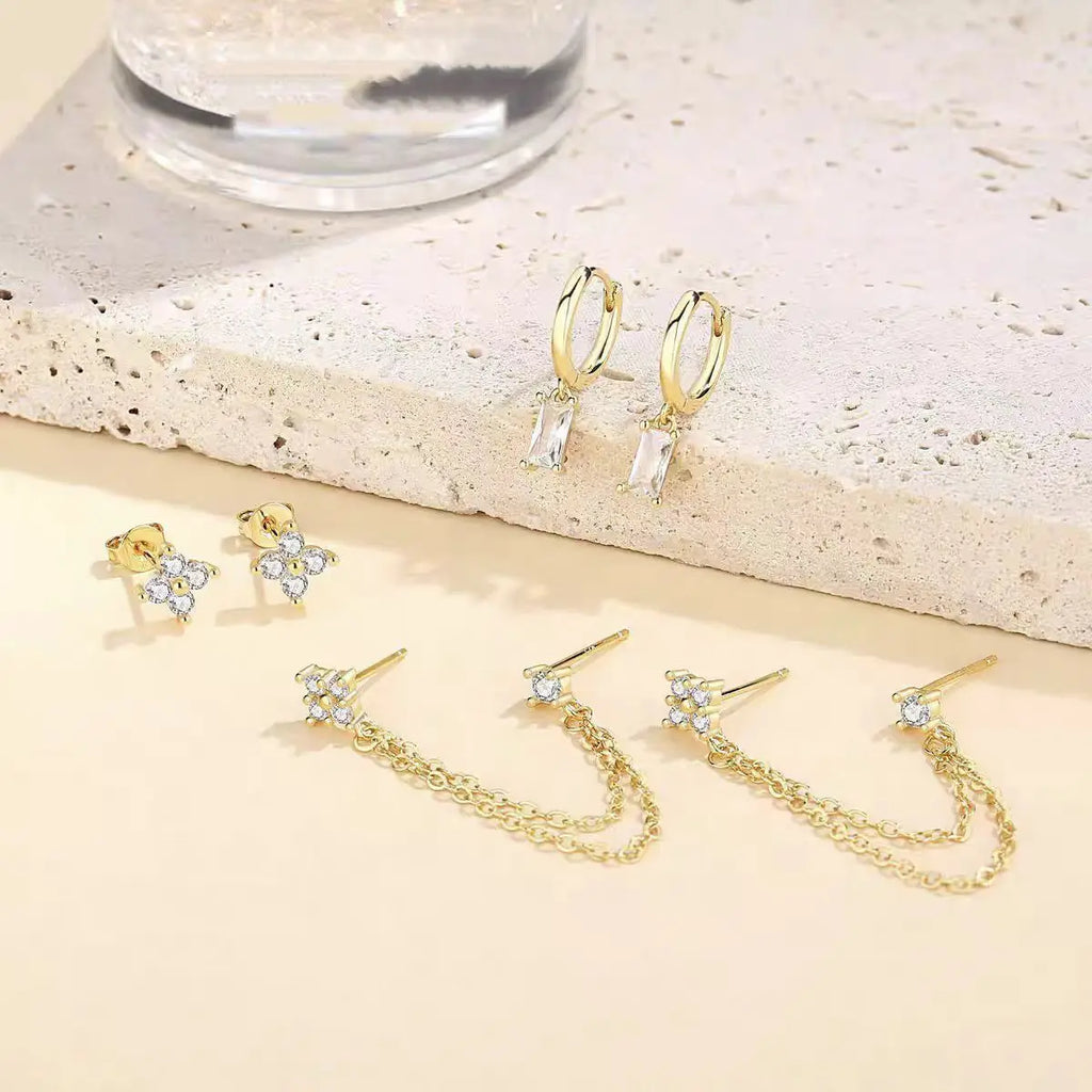 Boucles d'Oreilles Clou Etoiles en Crystal