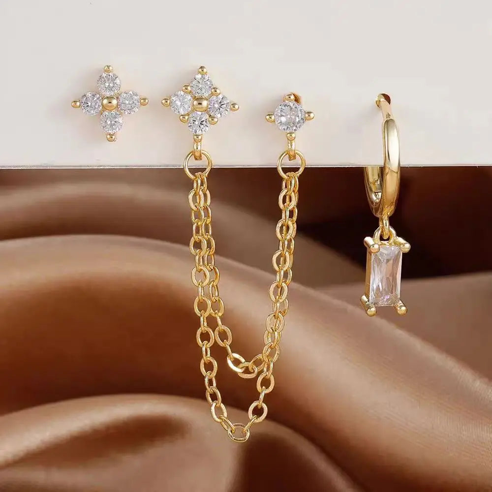 Boucles d'Oreilles Clou Etoiles en Crystal