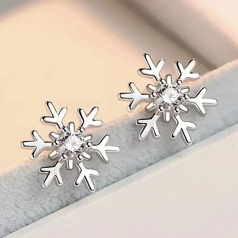 Boucles d'Oreilles Clou Flocon de Neige avec Zircon