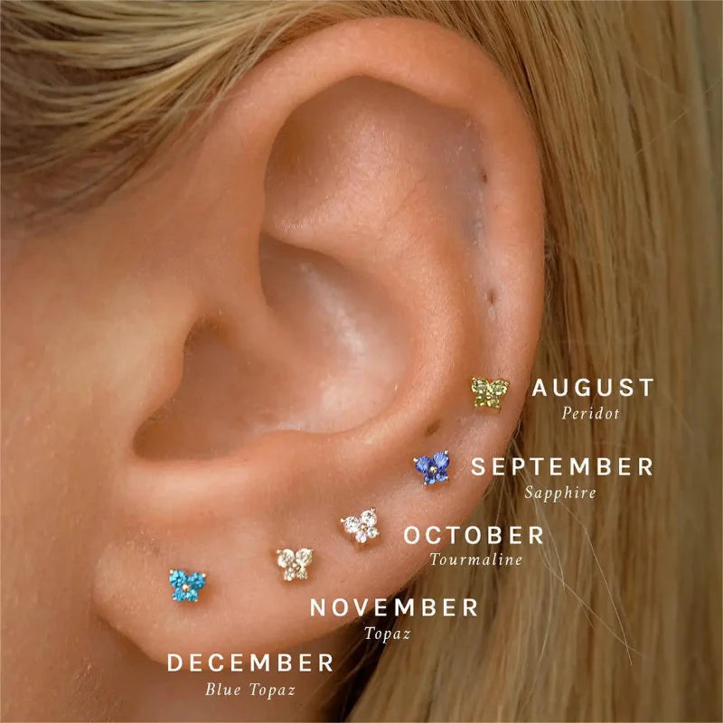 Boucles d'Oreilles Clou Pierre de Naissance