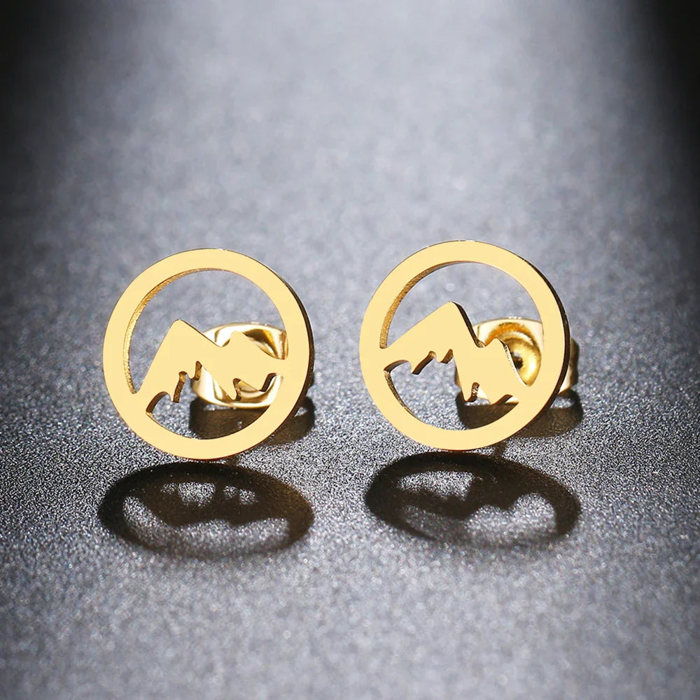 Øreringe Runde Stik Montagne til Kvinde eller Mand i guld