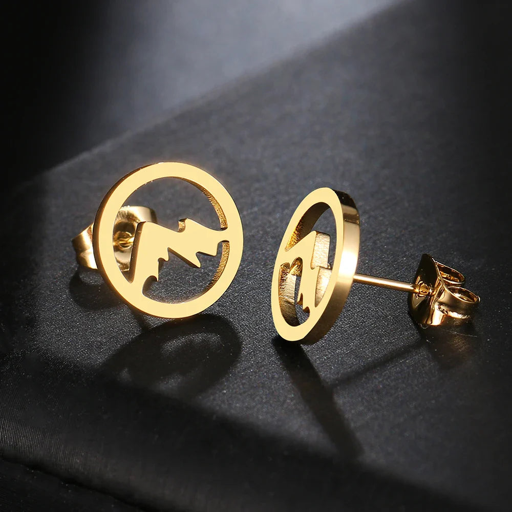 Øreringe Runde Stik Montagne til Kvinde eller Mand i guld