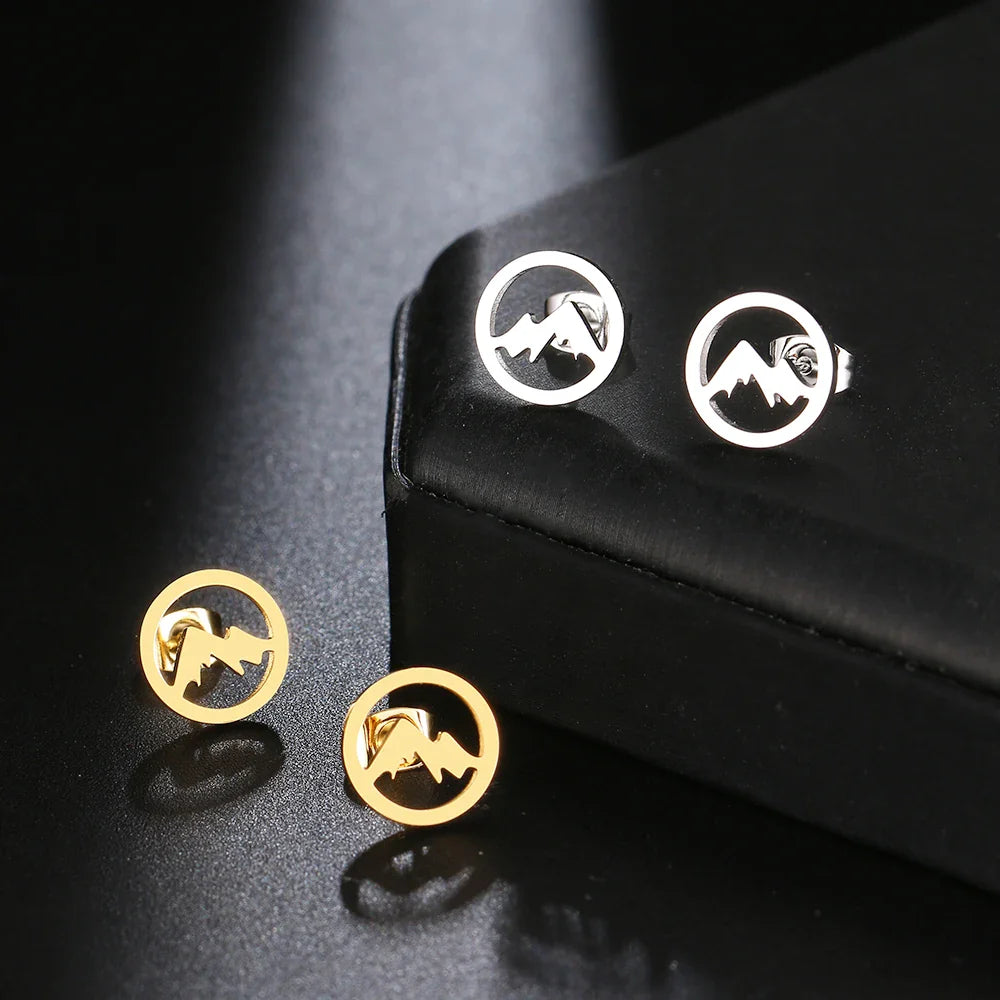 Øreringe Runde Stik Montagne til Kvinde eller Mand i guld