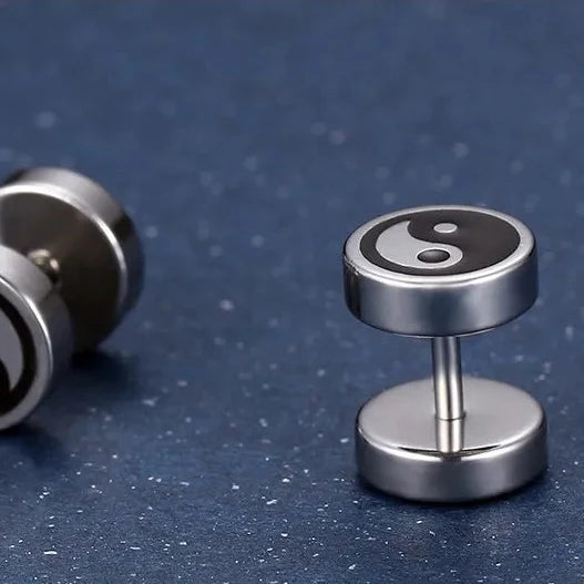 Boucles d'Oreilles Clou Yin Yang pour Homme