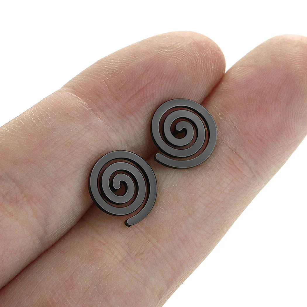 Boucles d'Oreilles Clous Spirale noir