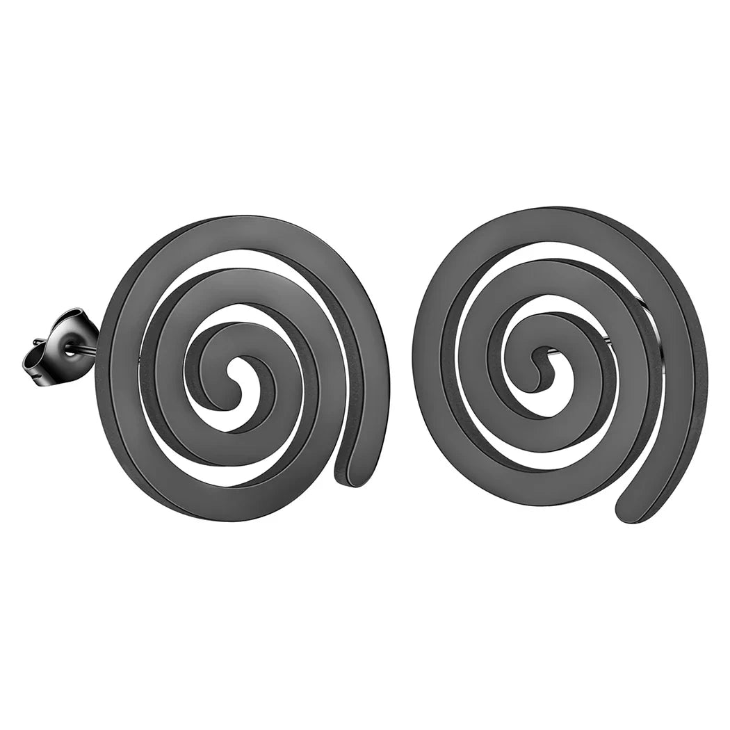 Boucles d'Oreilles Clous Spirale noir