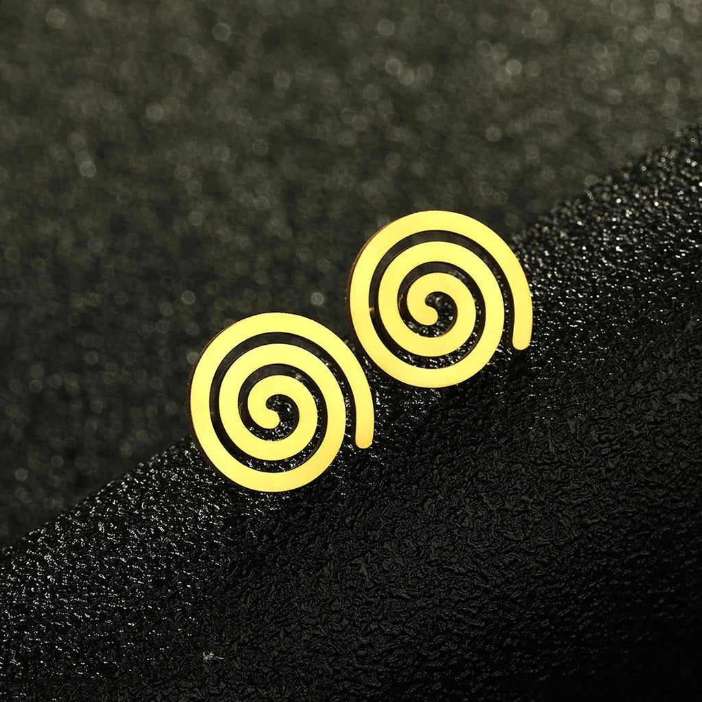 Boucles d'Oreilles Clous Spirale or