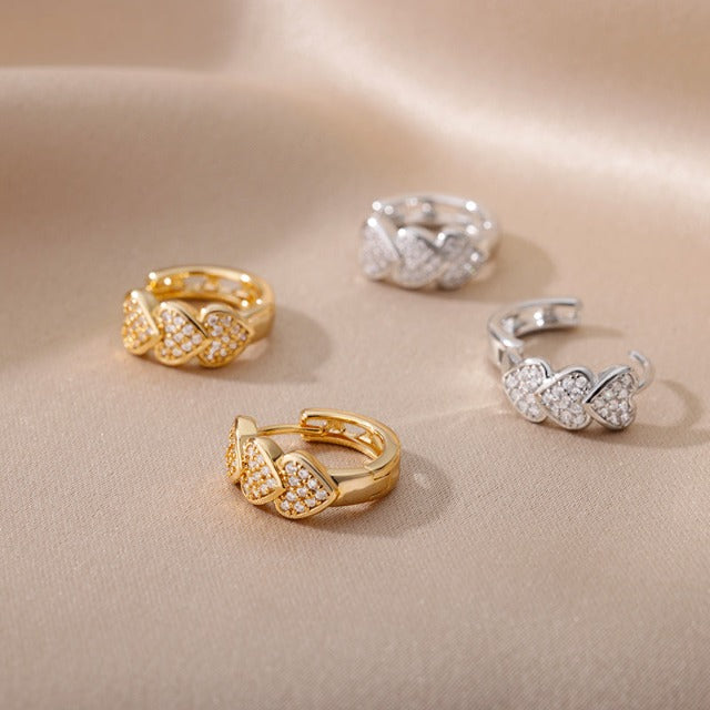 Øreringe Hjerter Guld - Sølv