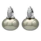 Creoler øreringe med blå perle og zirkon i sølv og beige