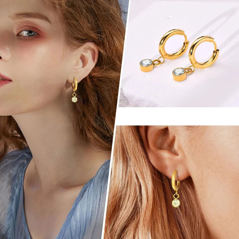 Creol-øreringe med zirkon fødselssten 