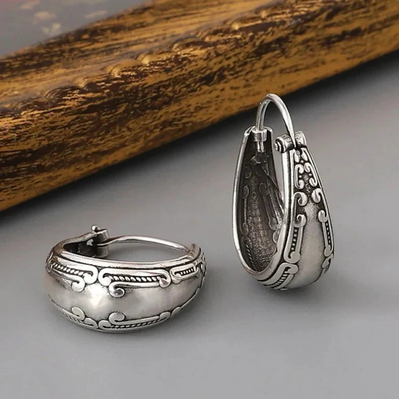 Boucles d'Oreilles Créoles Ethniques Vintages