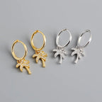 Øreringe Creoler Palme med Zircon sølv