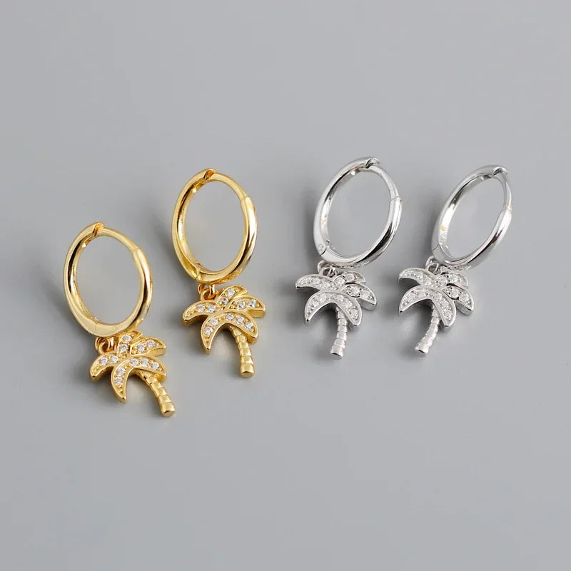 Øreringe Creoler Palme med Zircon sølv