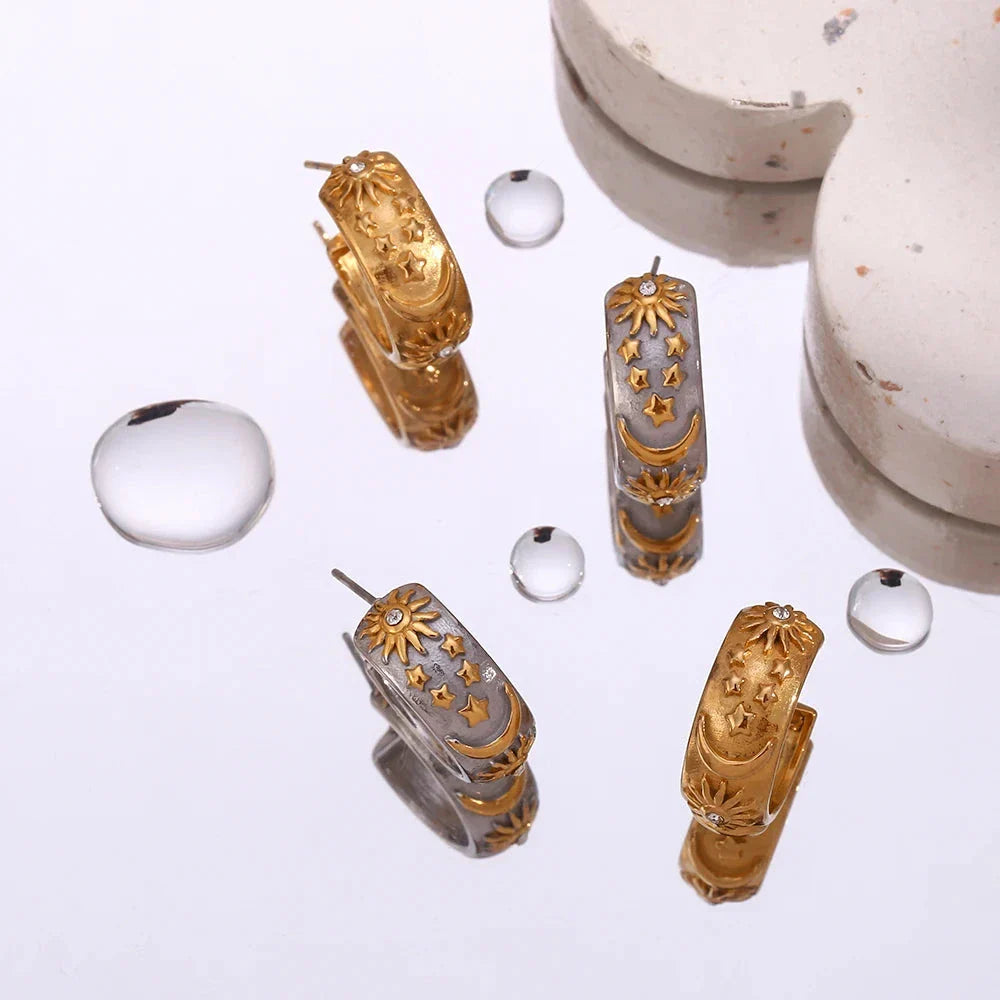 Retro Solguld Creol Øreringe