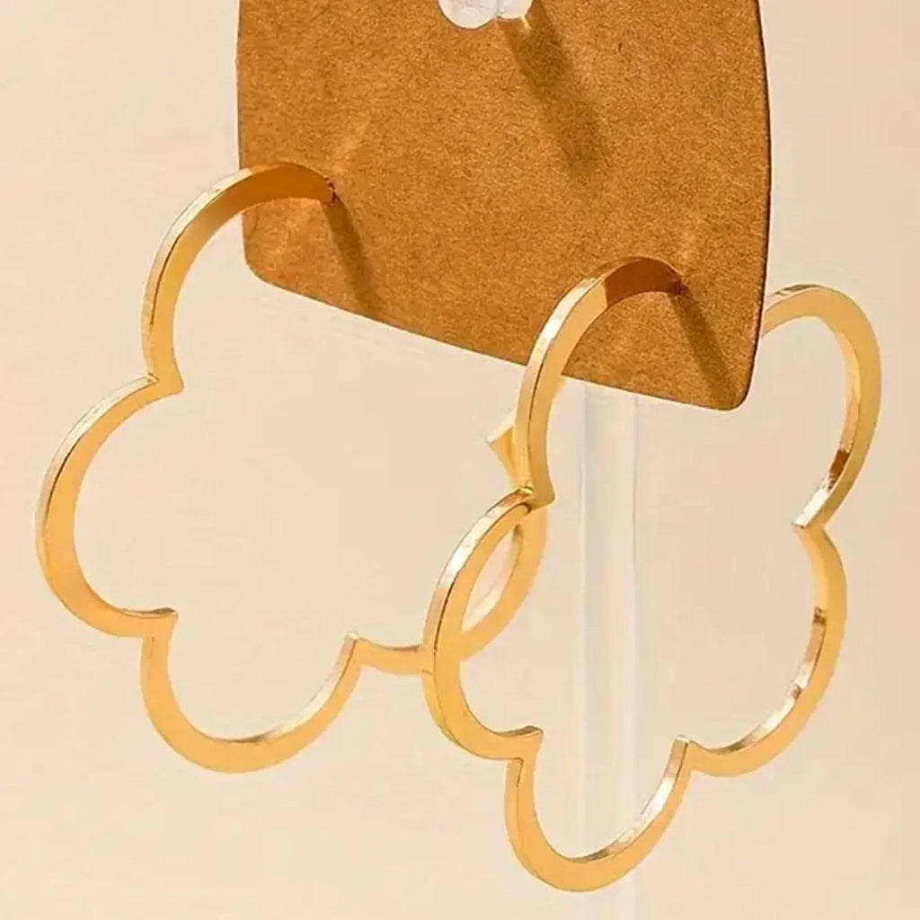 Boucles d'Oreilles Créoles Trèfle 5 feuilles