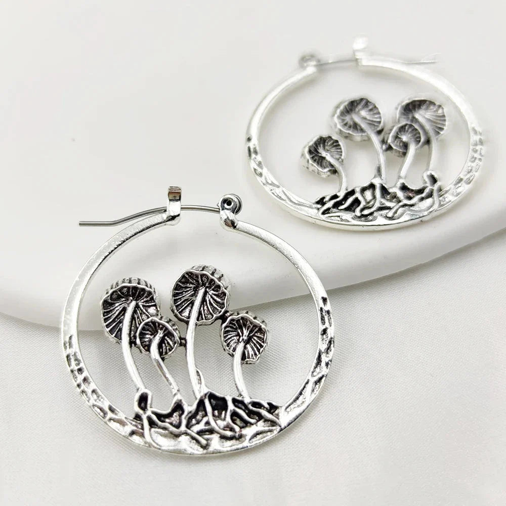 Boucles d'Oreilles Créoles Vintages Champignons