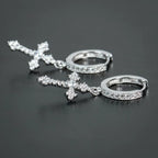 Diskréte Kors Øredobber Herre Dame sølv stil 1