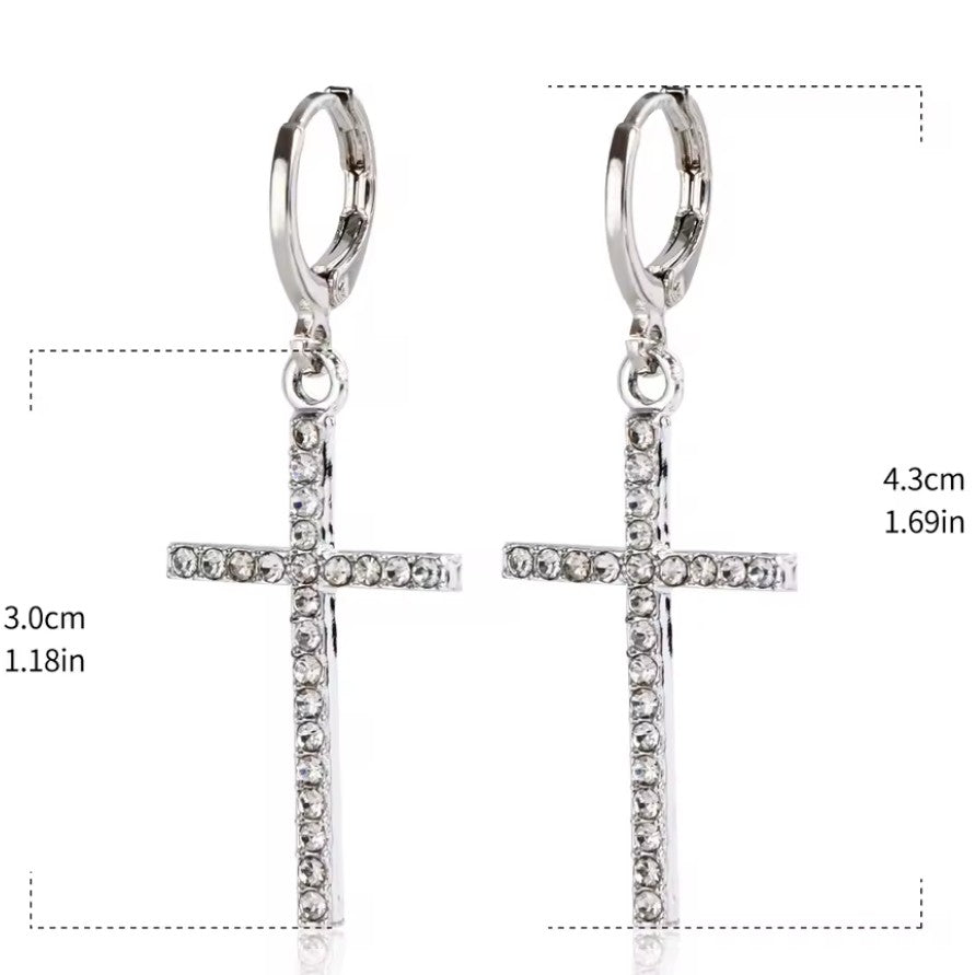 Boucles D'Oreilles Croix Zircon Créole