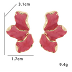 Øreringe Halv-Blomst Stift Røde Kronblade