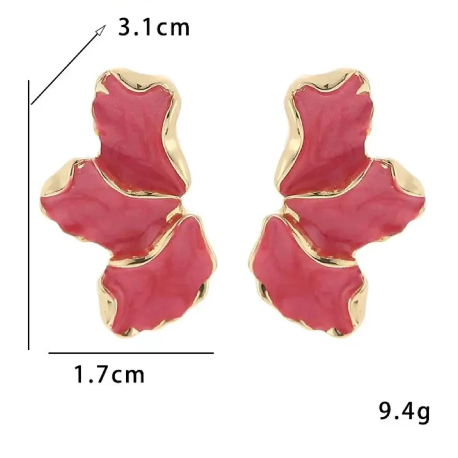 Øreringe Halv-Blomst Stift Røde Kronblade