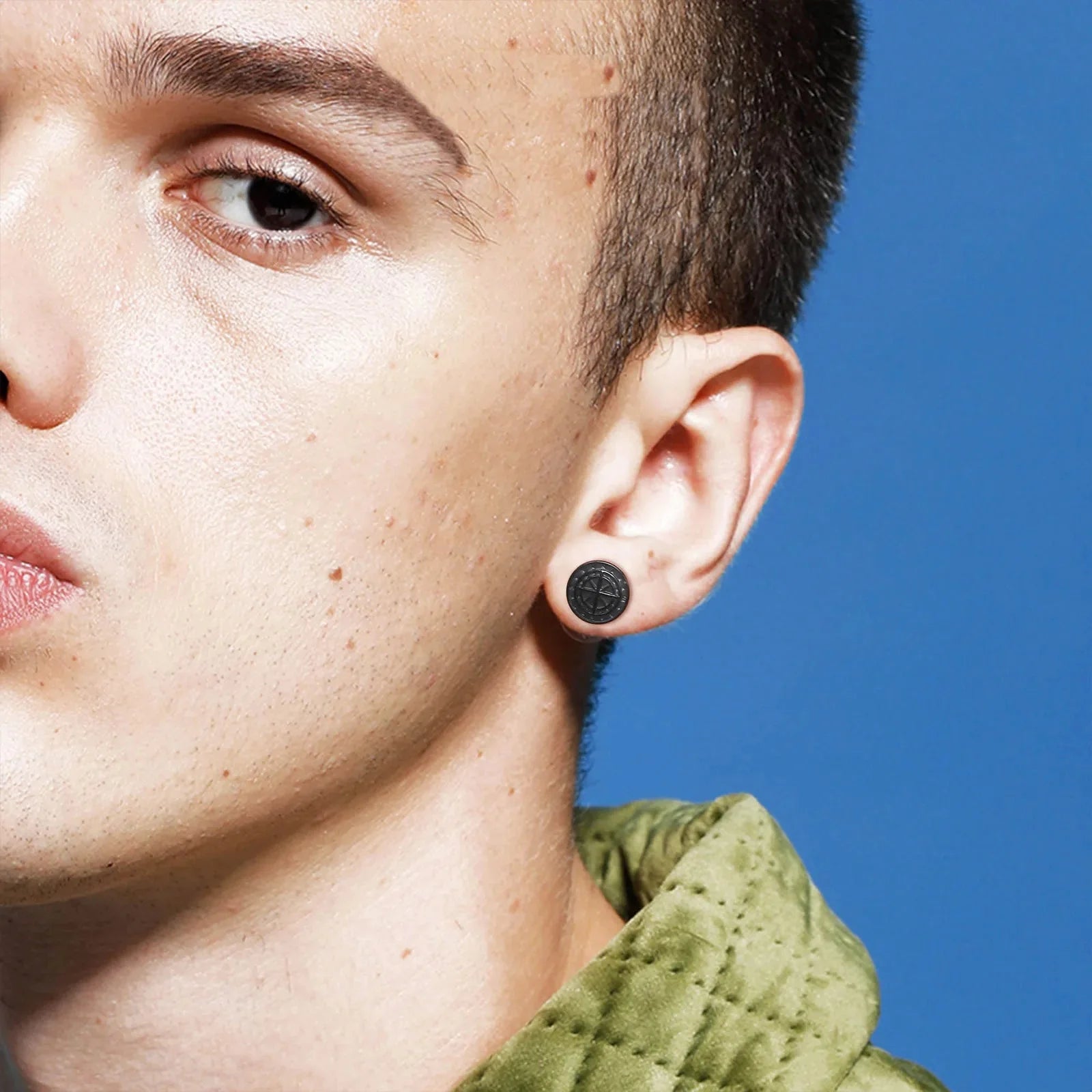 Øreringe til mænd Kompas Kompas Vindrose sort