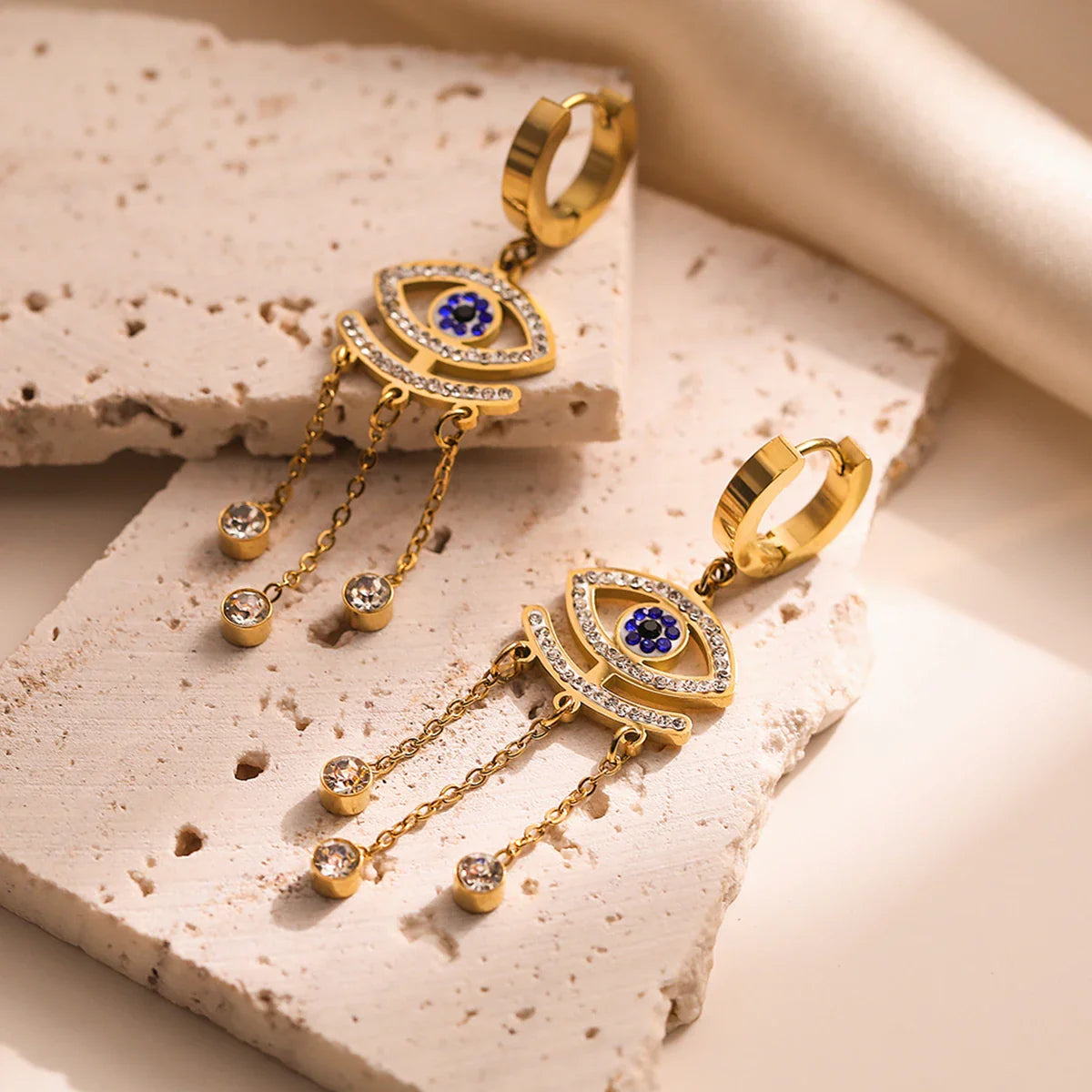 Dlouhé náušnice Modré Zlé Oko