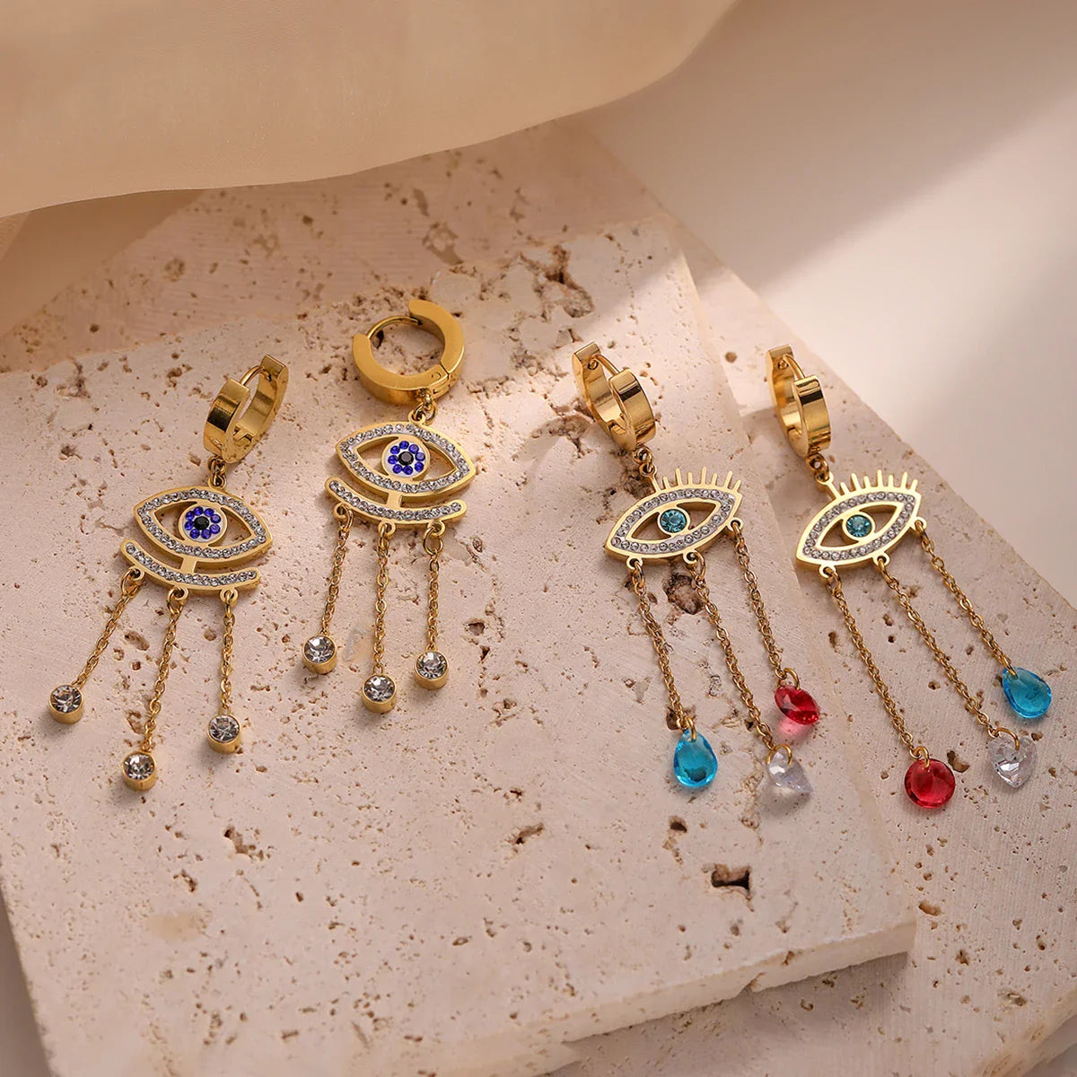 Dlouhé náušnice Modré Zlé Oko