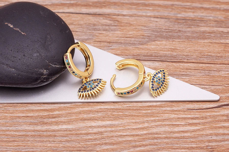 Blå Zirkon Bohemsk Stil Onde Øye Øredobber