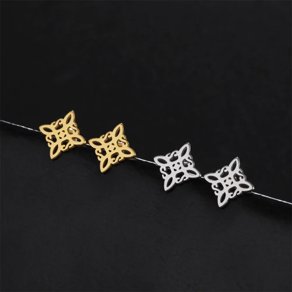 Náušnice Uzlík čarodějnice Ochranné hroty pro ženy Wiccan zlaté